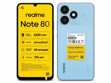 Смартфон Note 80 черный 4/64 ГБ, Unisoc T7250, экран 6.74" 90 Гц, батарея 6300 мАч realme